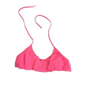 Victoria's Secret Pink Tie Neck Swim Top Ruffle Frill‎ Bikini Top Halter